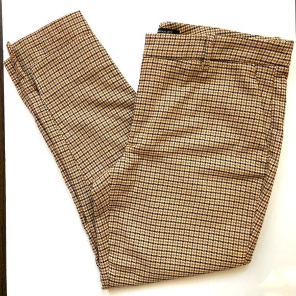 ZARA WOMAN HOUNDSTOOTH ANKLE CROPPED PANTS SZ. 10 - Picture 1 of 5